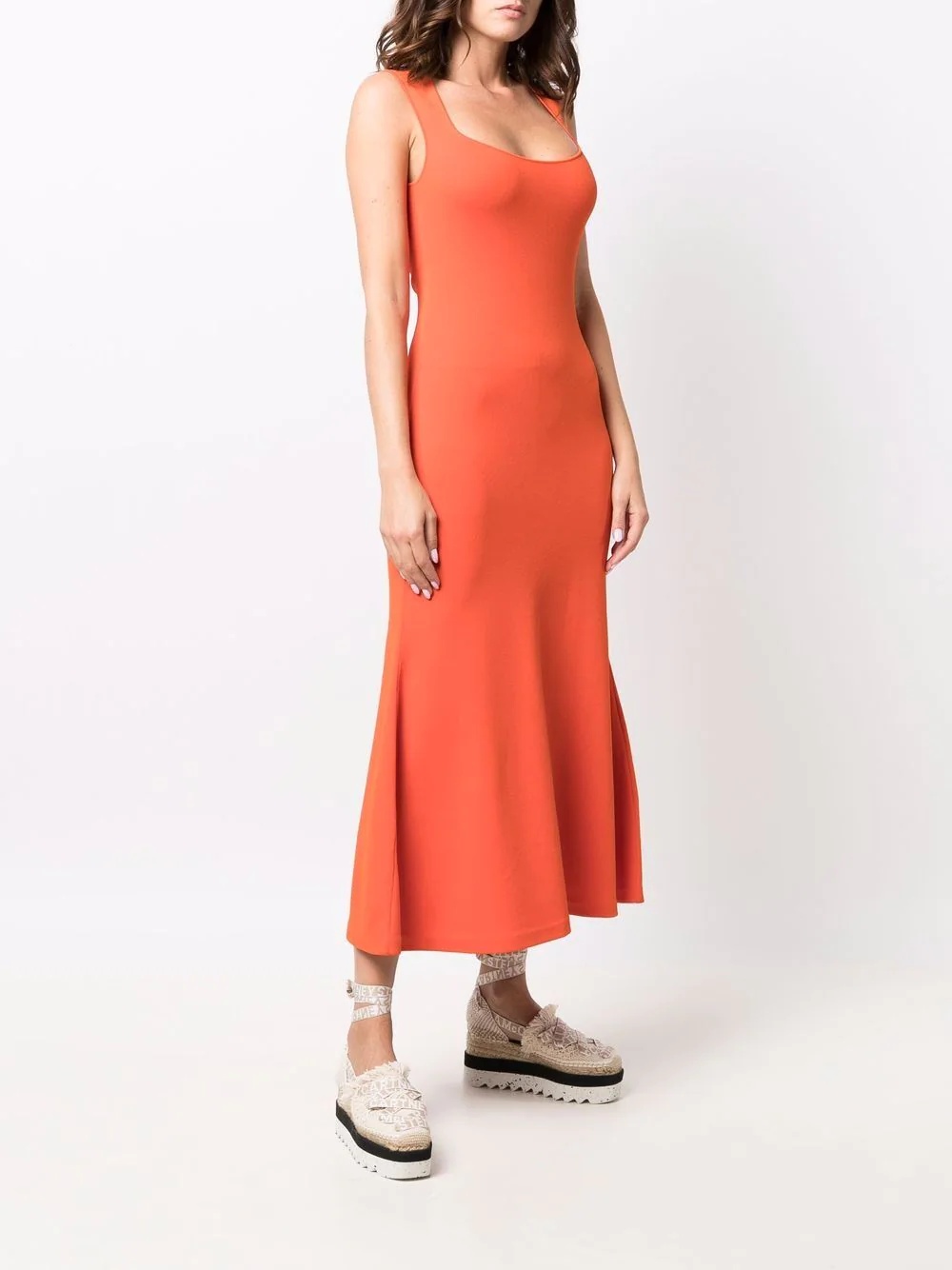 square-neck sleeveless flared dress - 3