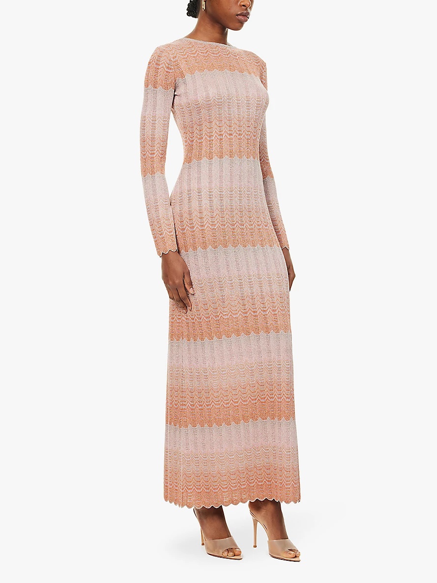 Cut-out metallic-weave knitted maxi dress - 4