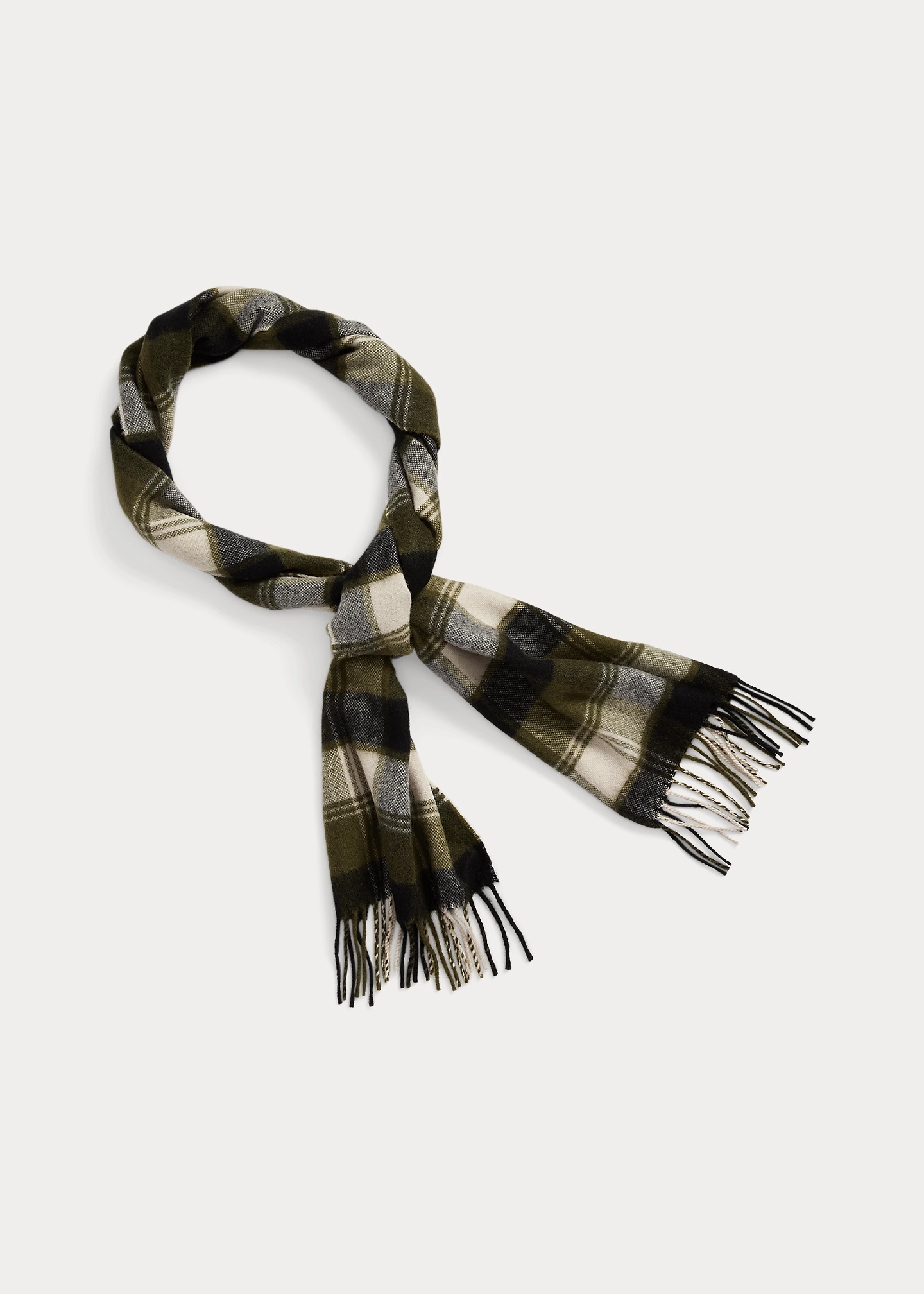 Fringed Plaid Cashmere Scarf - 2
