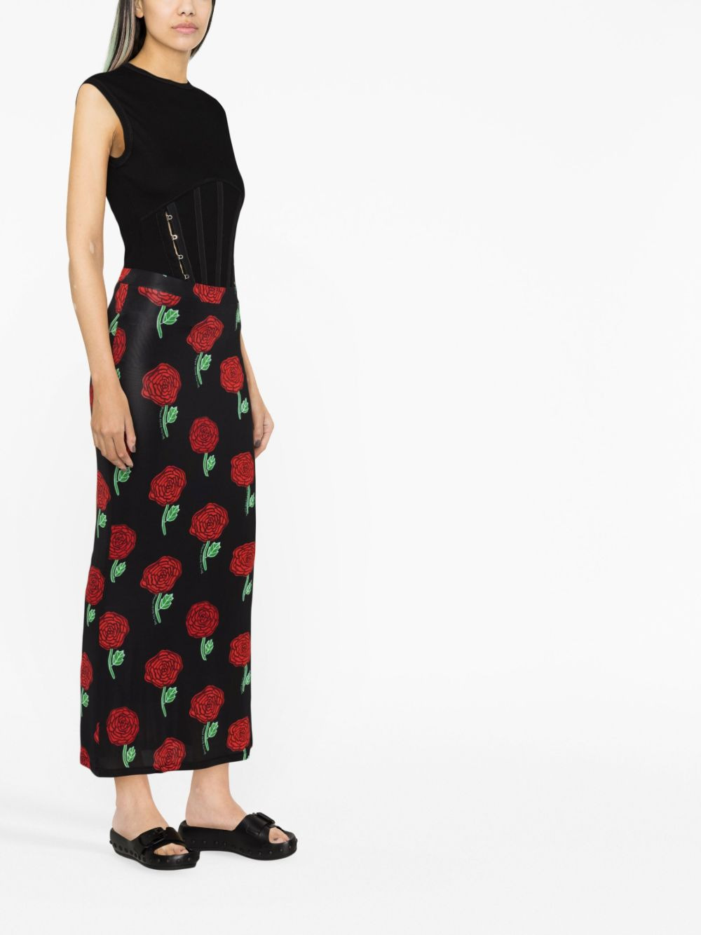 high-waisted floral-print skirt - 3