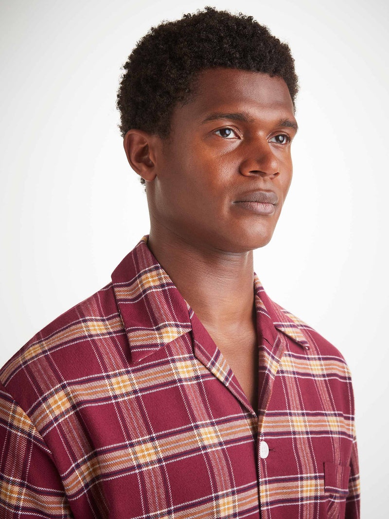 Men's Pajamas Kelburn 48 Brushed Cotton Burgundy - 5