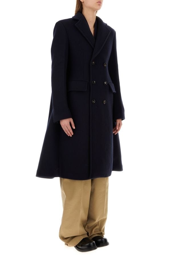 Midnight blue wool blend cape coat - 4