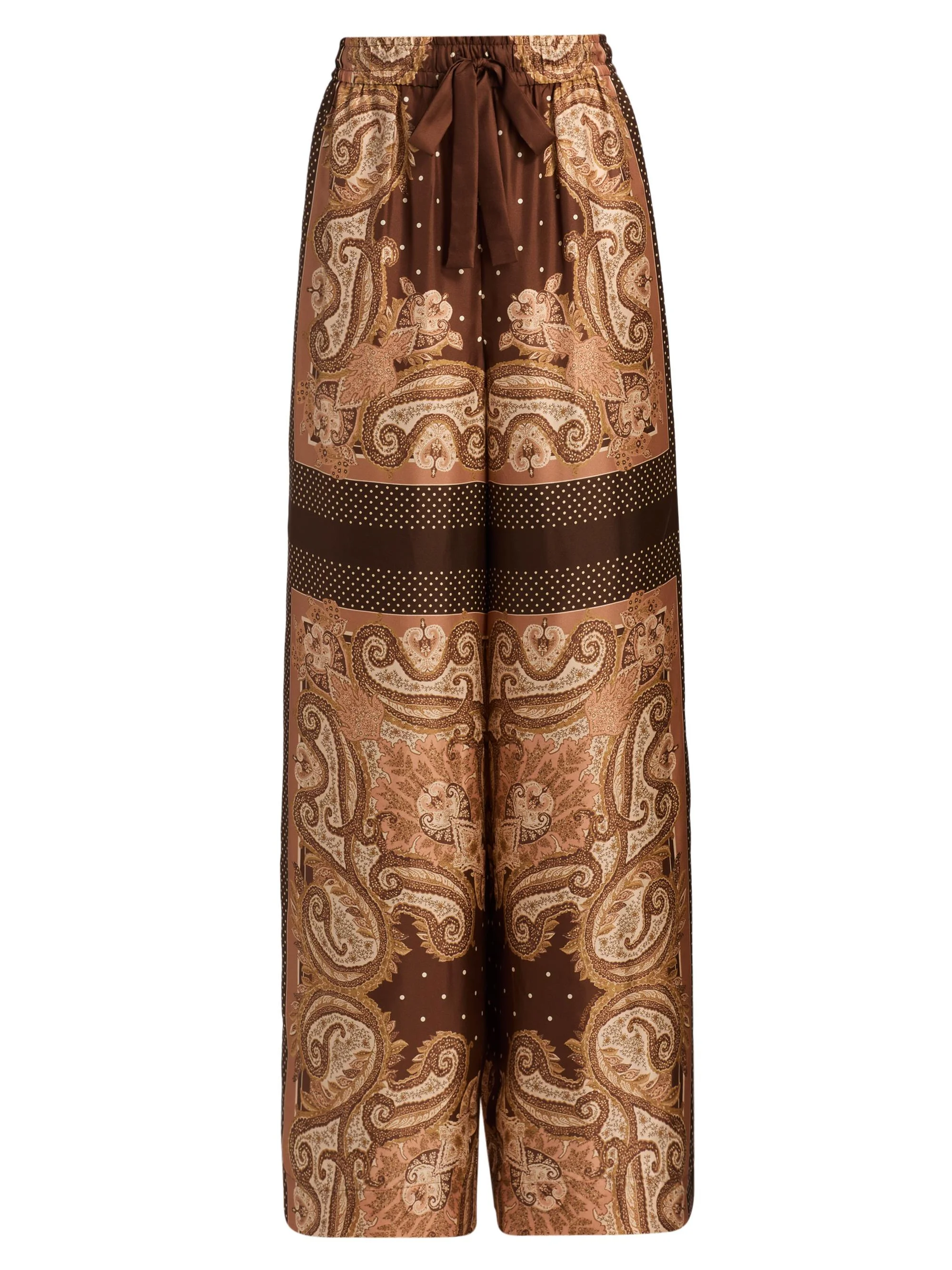 Women's Luna Printed Silk Track Pants - Caramel Paisley - 1