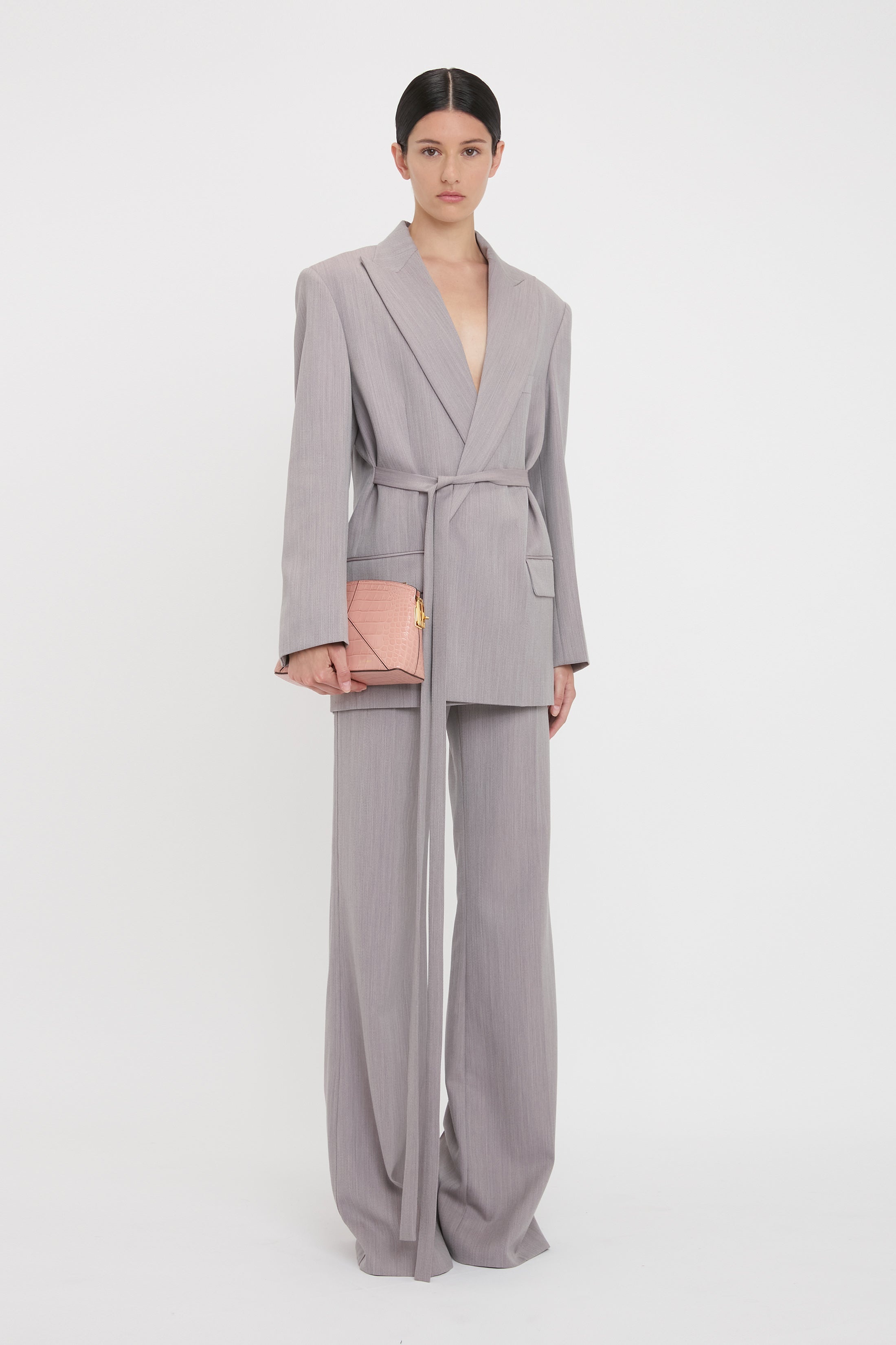 Tailored Belted Jacket In Quartz - 3