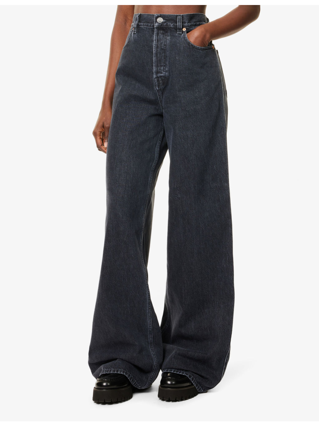 Regular-fit wide-leg denim jeans - 3