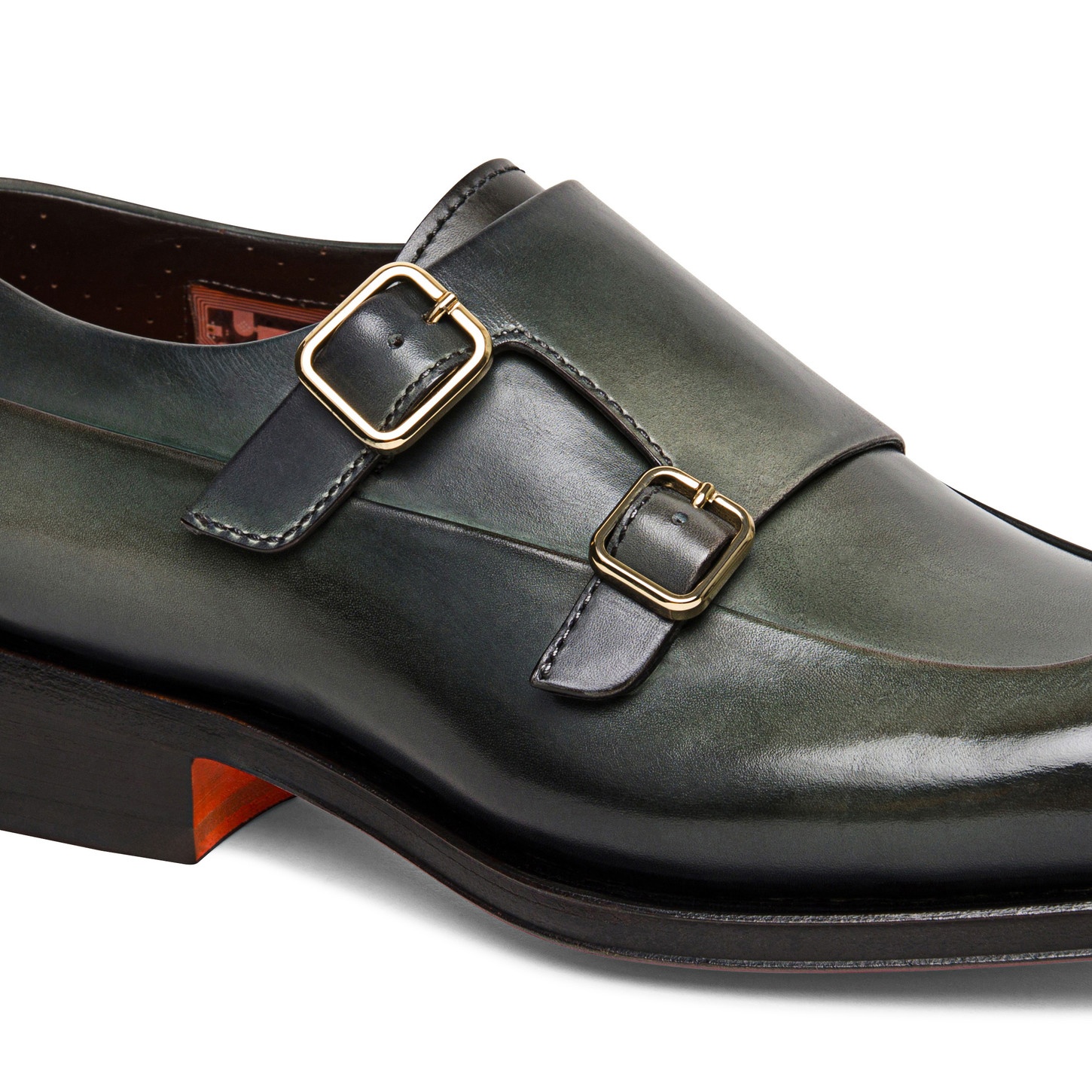 Men’s green leather double-buckle shoe - 5