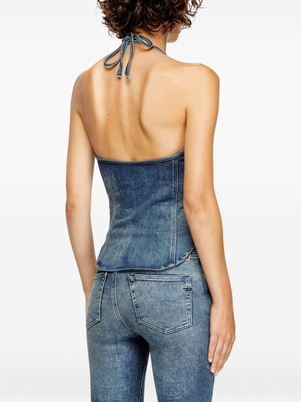 halter-neck denim top - 5