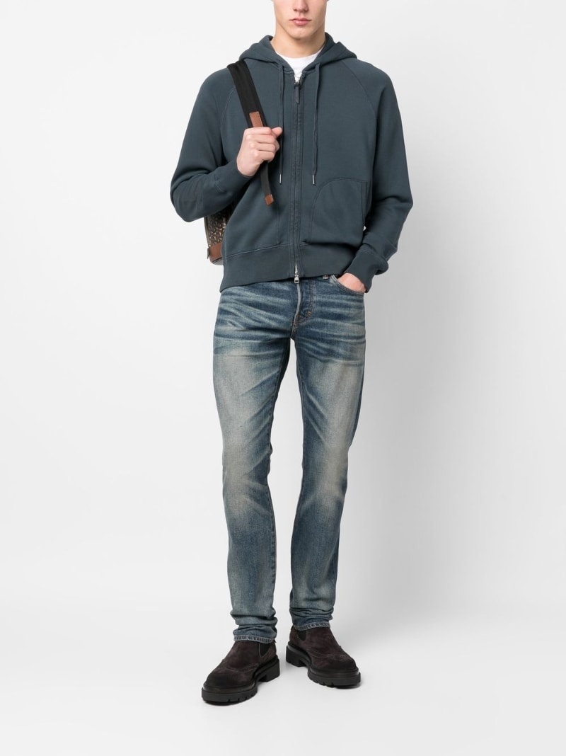 slouchy zipped cotton hoodie - 2