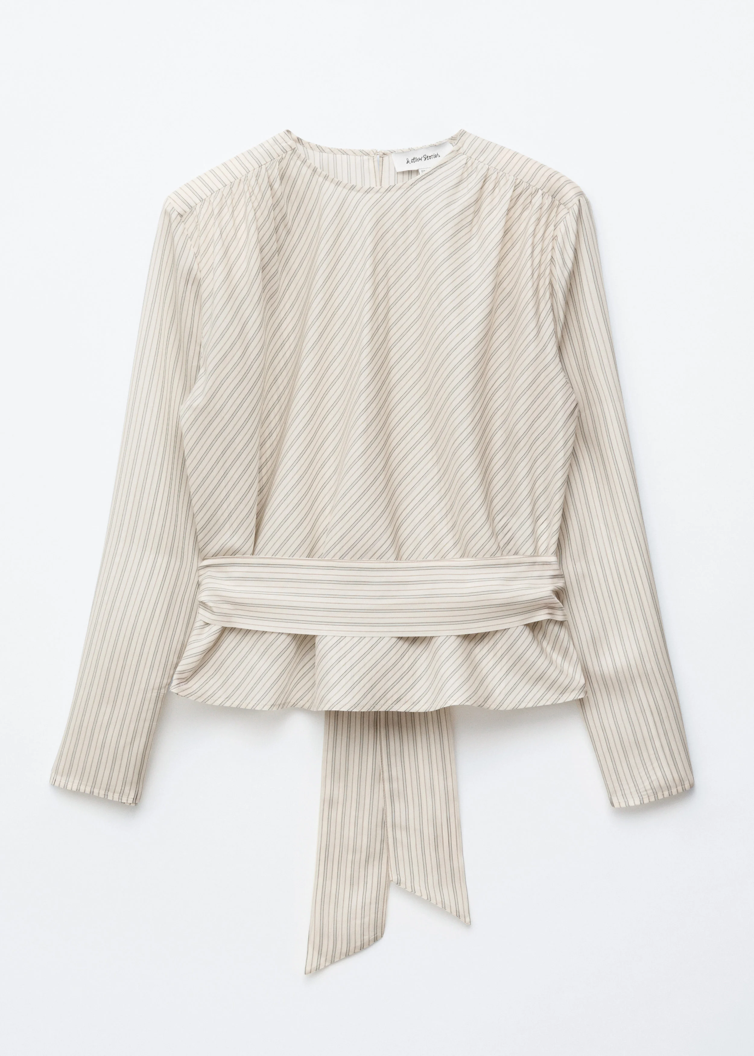 Gathered Tie-Belt Blouse - 1