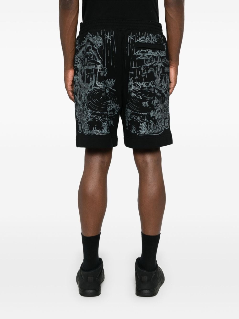 sketch-print cotton track shorts - 4