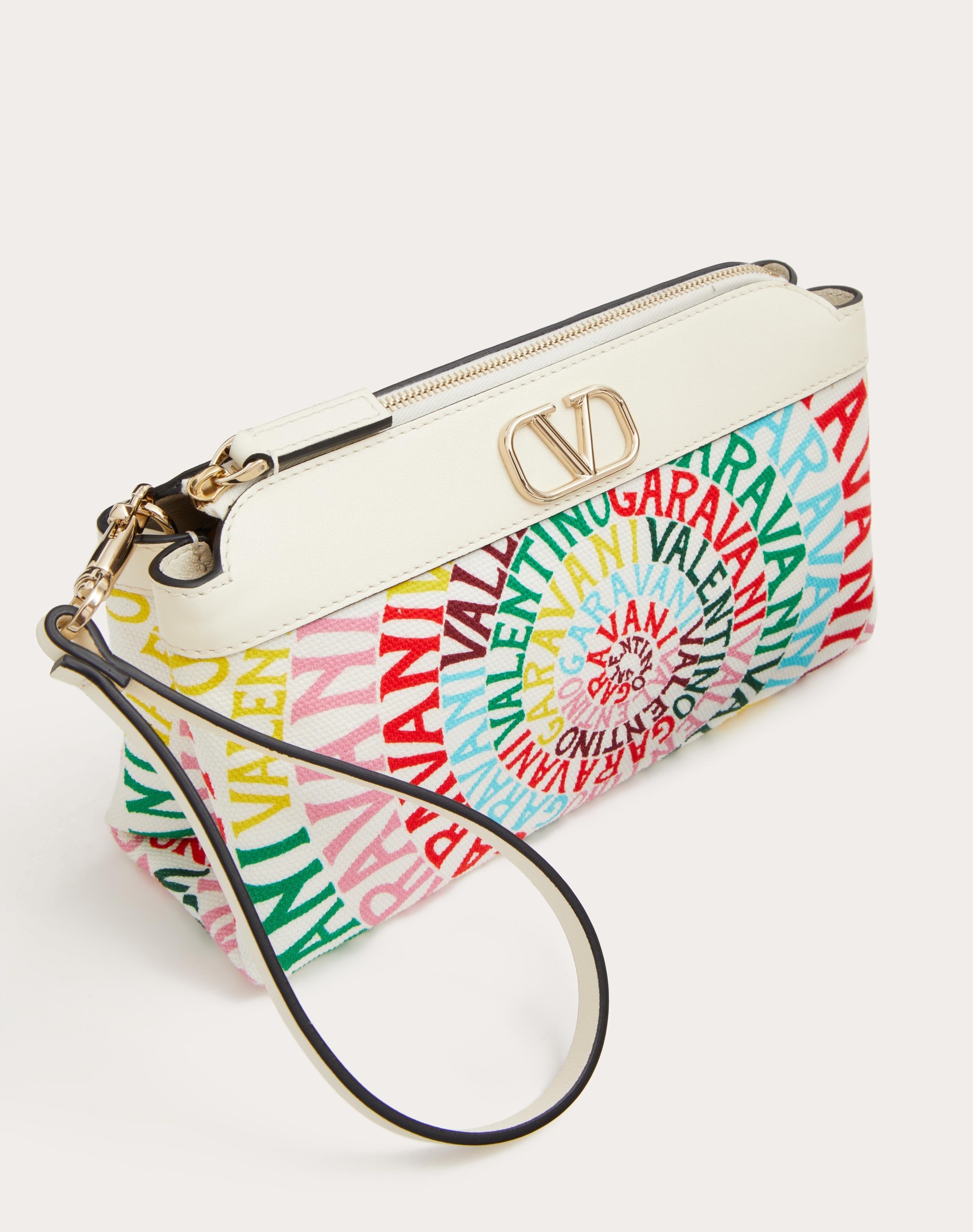 VALENTINO GARAVANI ESCAPE CANVAS CLUTCH BAG WITH VALENTINO GARAVANI LOOP PRINT - 6