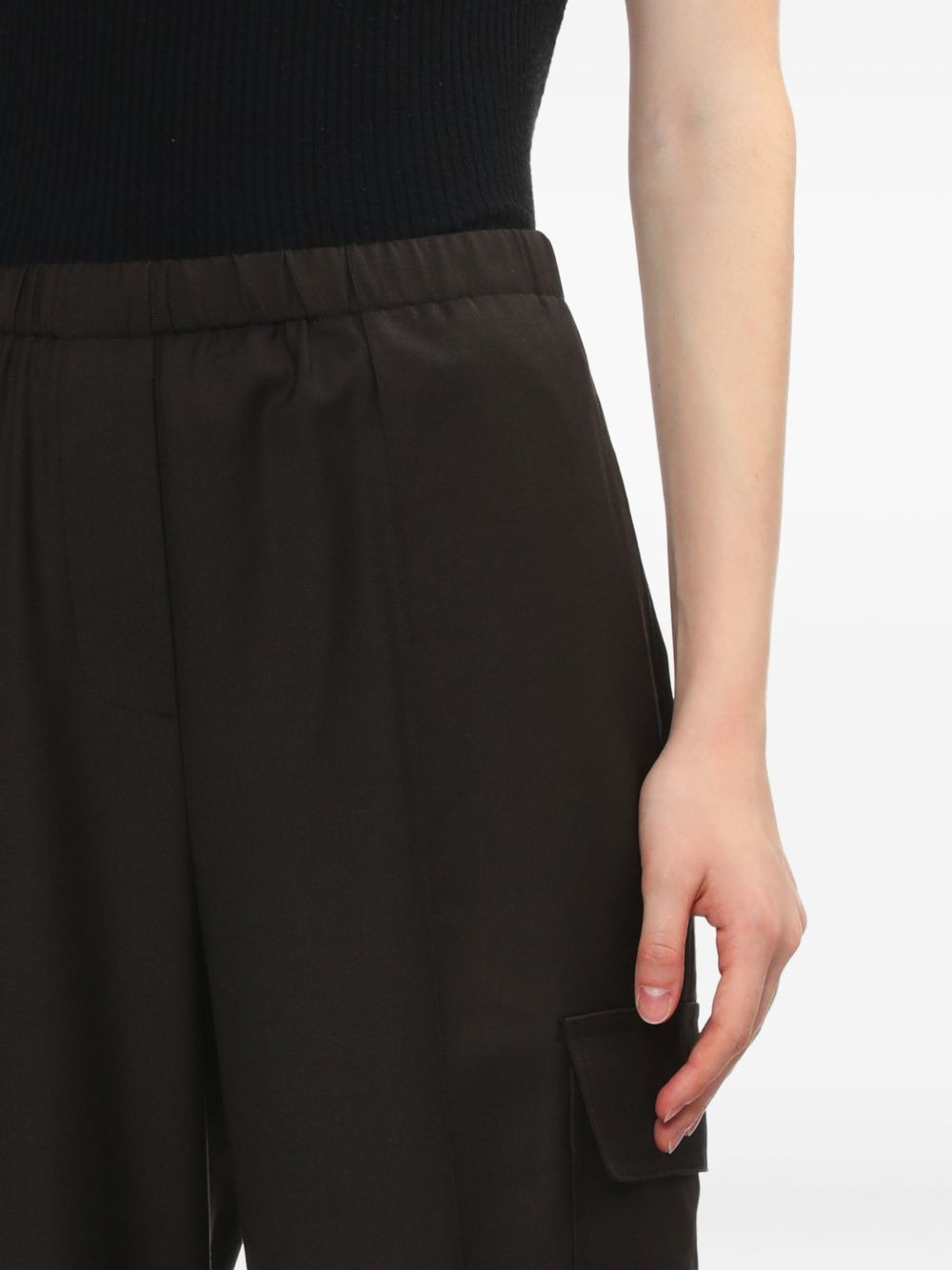 elastic-waist cargo trousers - 4