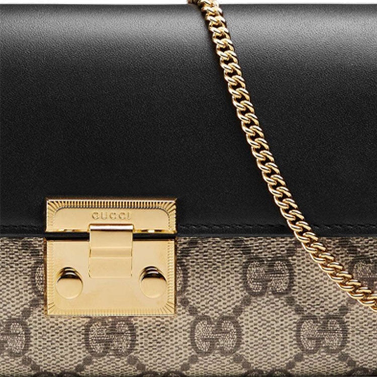 (WMNS) Gucci Padlock Metallic Logo Canvas Chain handbag / Black 453506-KLQIG-8575 - 4