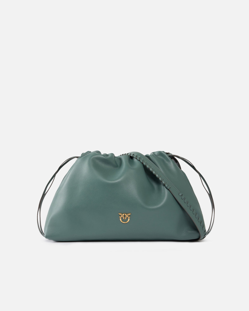 LARGE SHOULDER CLUTCH IN LEATHER WITH LOVE BIRDS LOGO 1