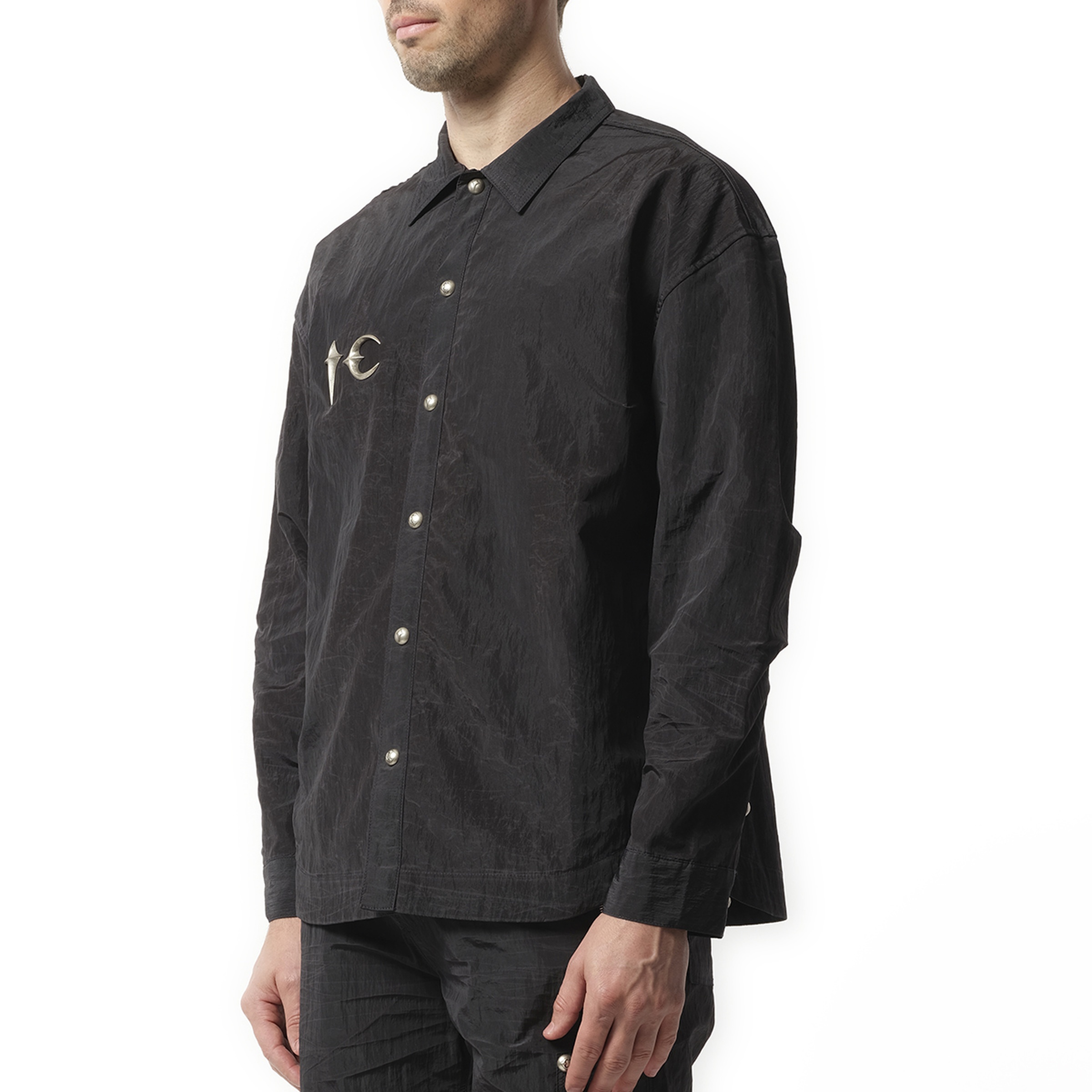 Scarred Officer Shirt in Black - 5