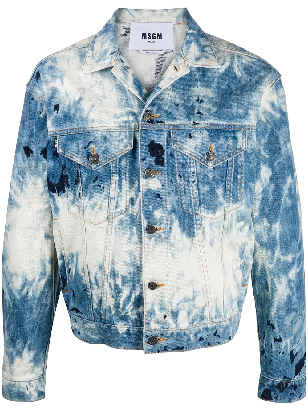 tie-dye print denim jacket - 1