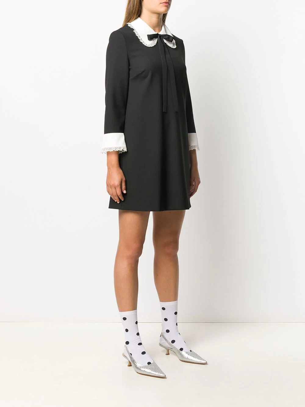 bow collar shift dress - 3