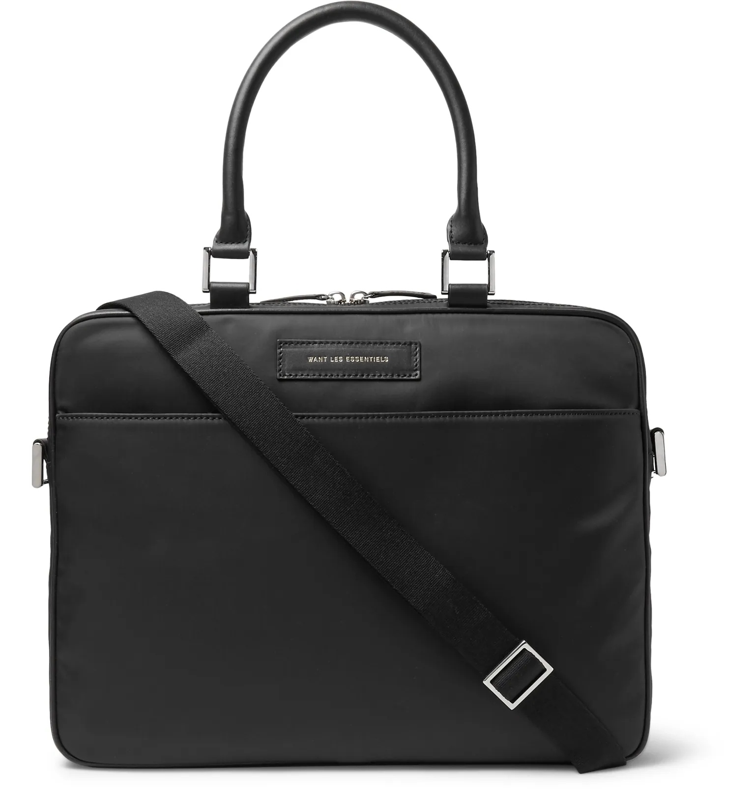 Haneda Leather-Trimmed Nylon Briefcase - 1