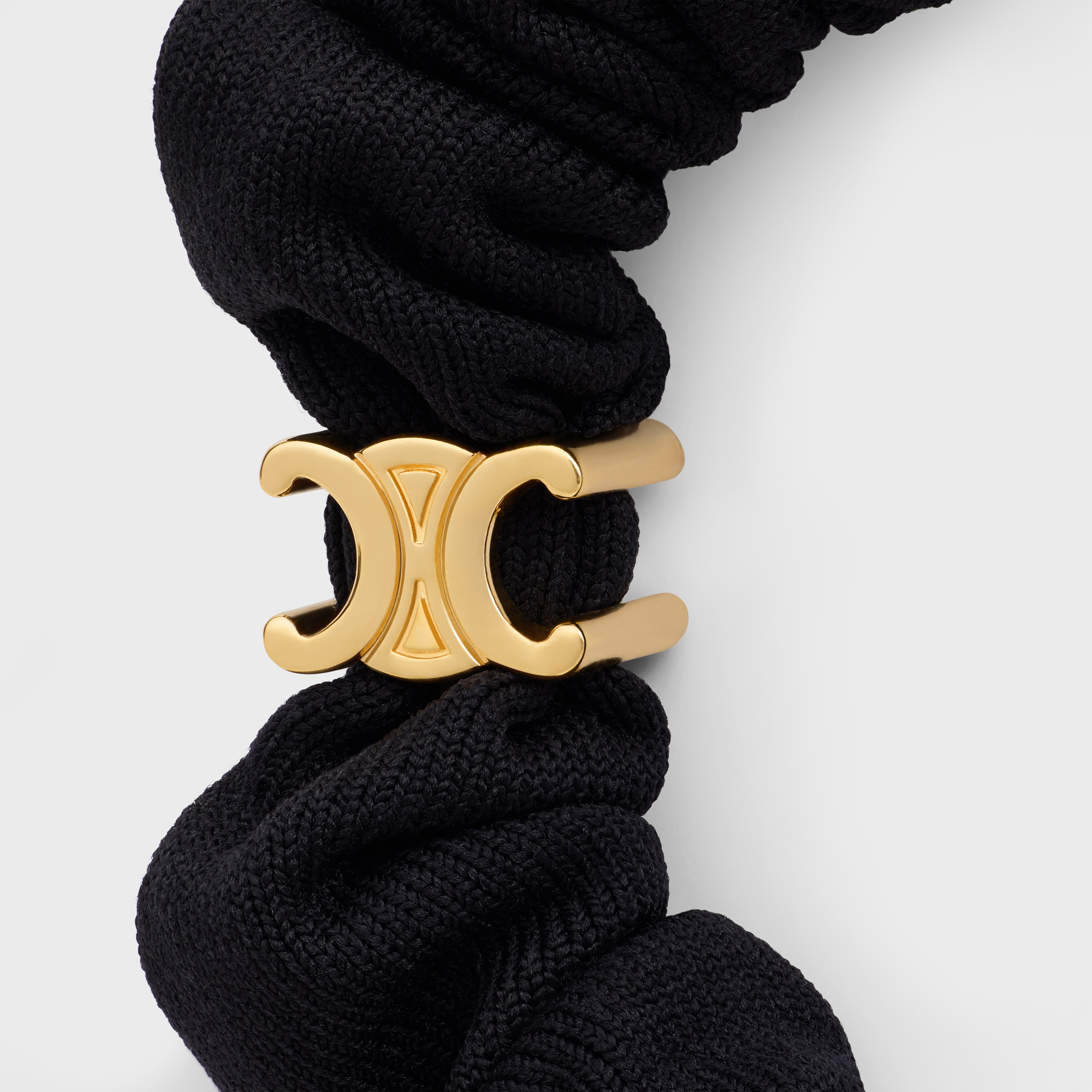 Celine Set of 2 Small Scrunchies in Polyamide, Elastane and Brass with Gold Finish - 2