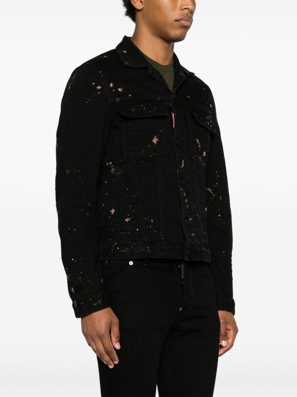 Icon paint-splatter button-up denim jacket - 3