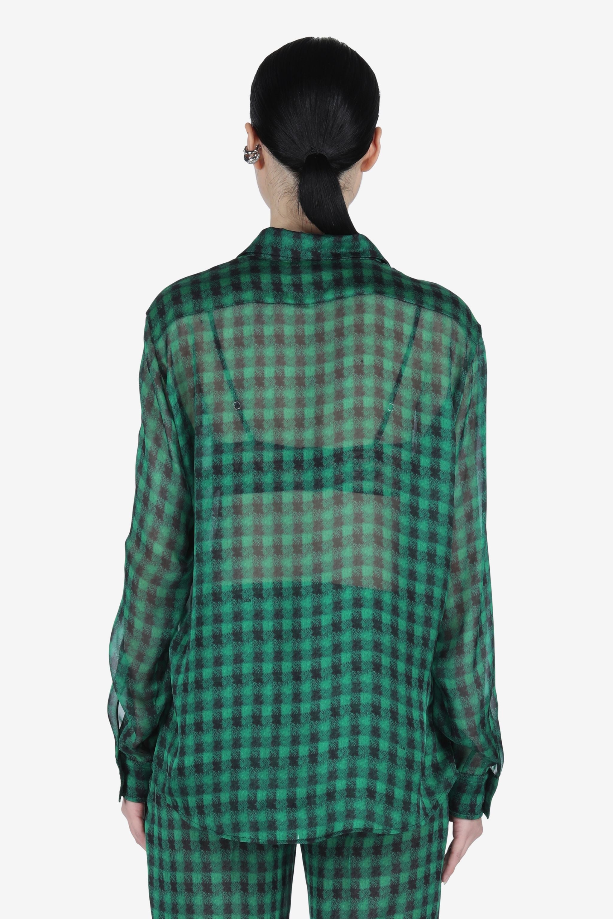 LOGO-EMBROIDERED CHECKED SILK SHIRT - 2