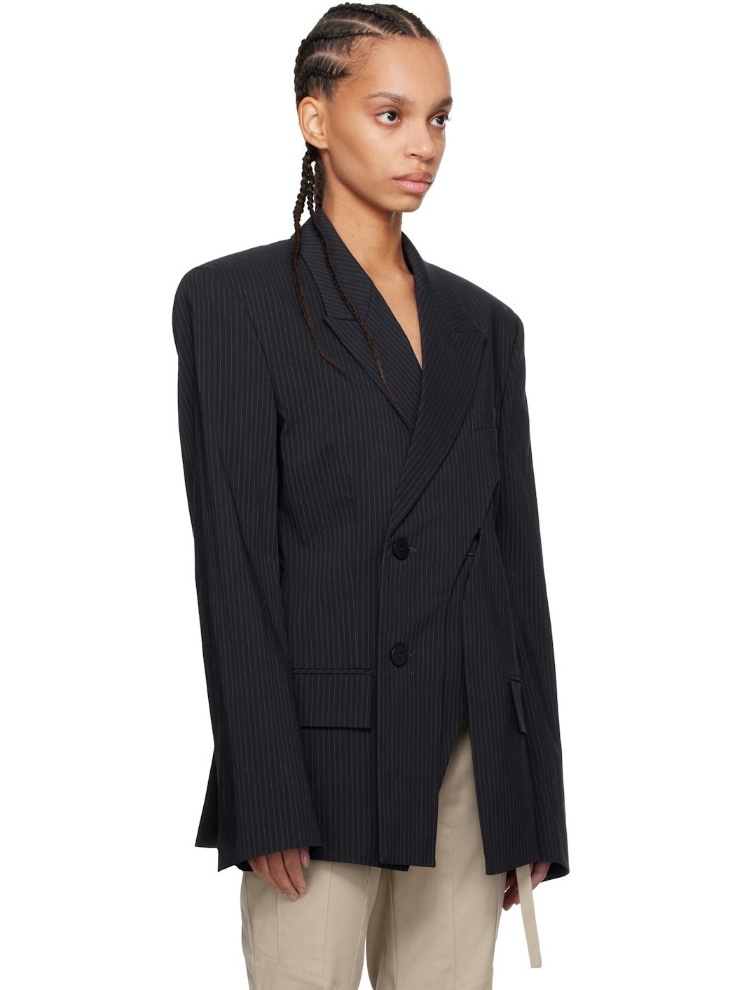 Navy Oversize Split Blazer - 2