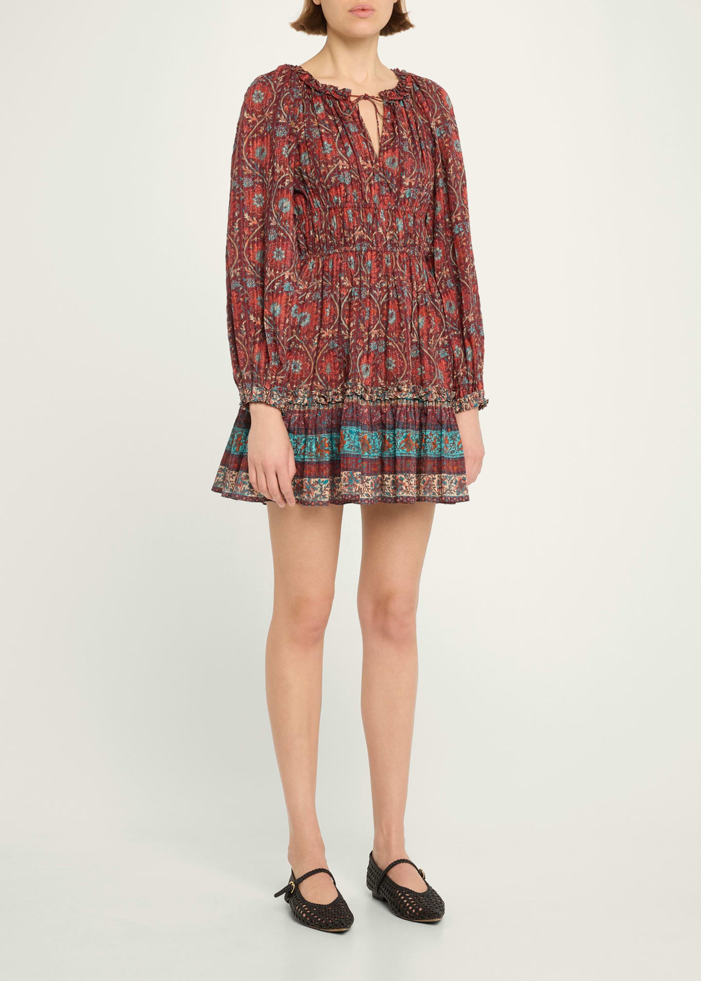 Val Printed Long-Sleeve Mini Dress - 4