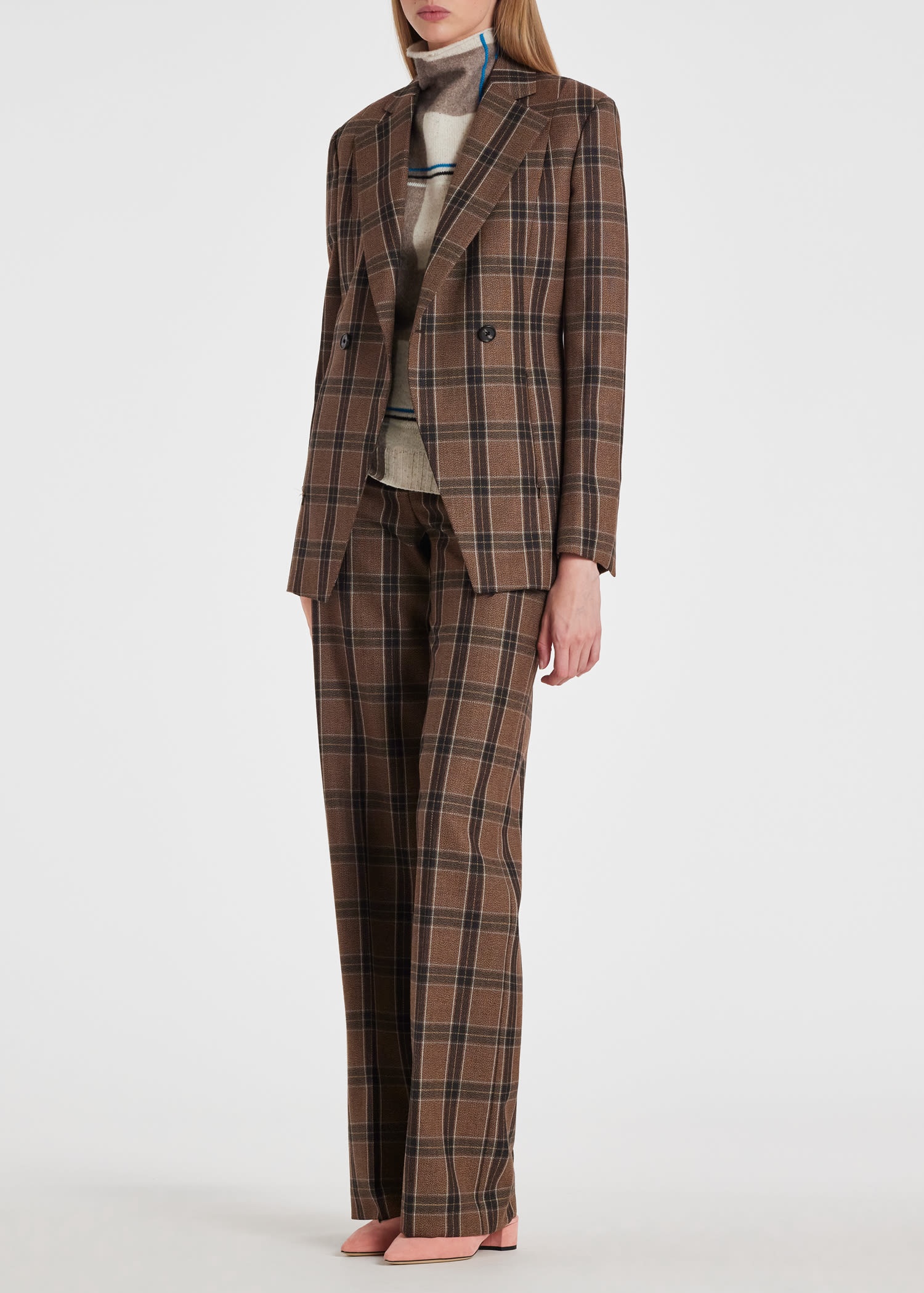 Brown Buffalo Check Double-Breasted Blazer - 7