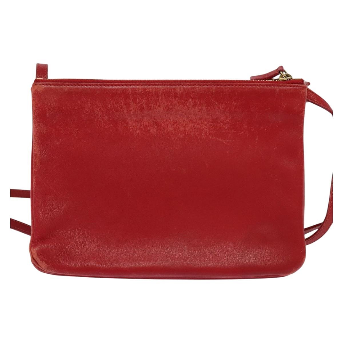CELINE Trio Small Shoulder Bag Leather Red Gold - 2