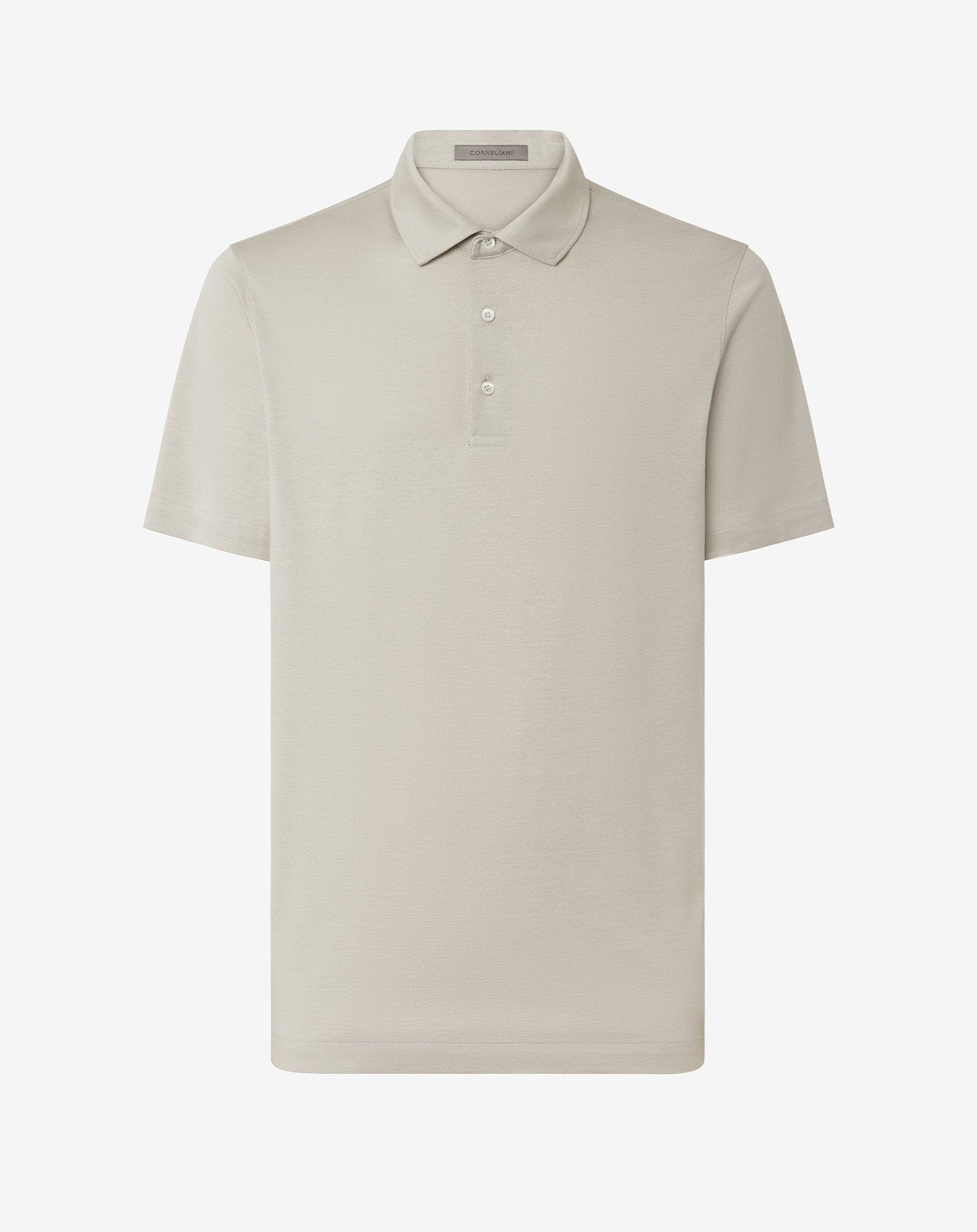 Grey button-up luxury jersey polo shirt - 1