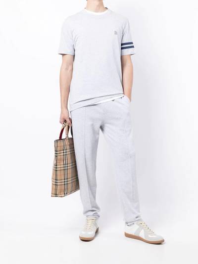 Brunello Cucinelli sport-stripe logo T-shirt outlook