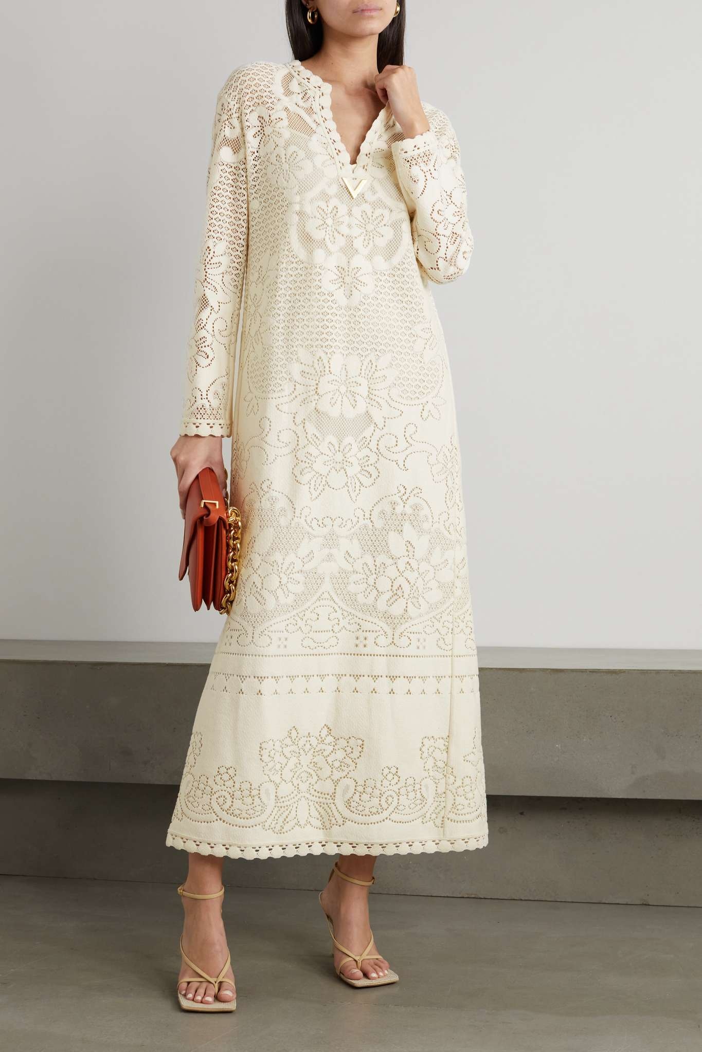 Embellished crocheted cotton-blend maxi dress - 2