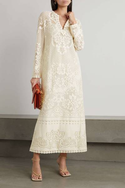 Valentino Embellished crocheted cotton-blend maxi dress outlook