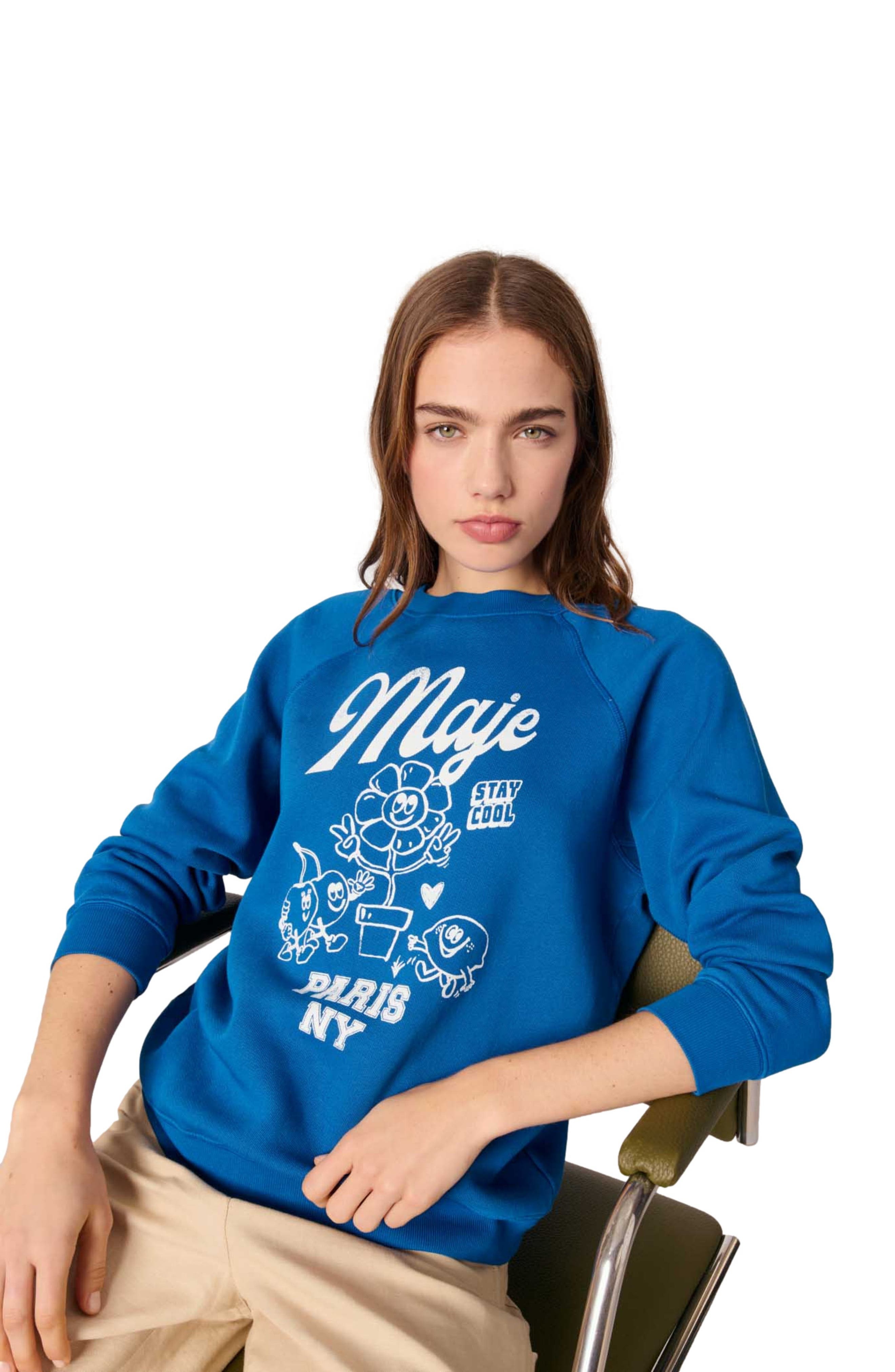 maje Paris sweatshirt in Blue at Nordstrom - 4