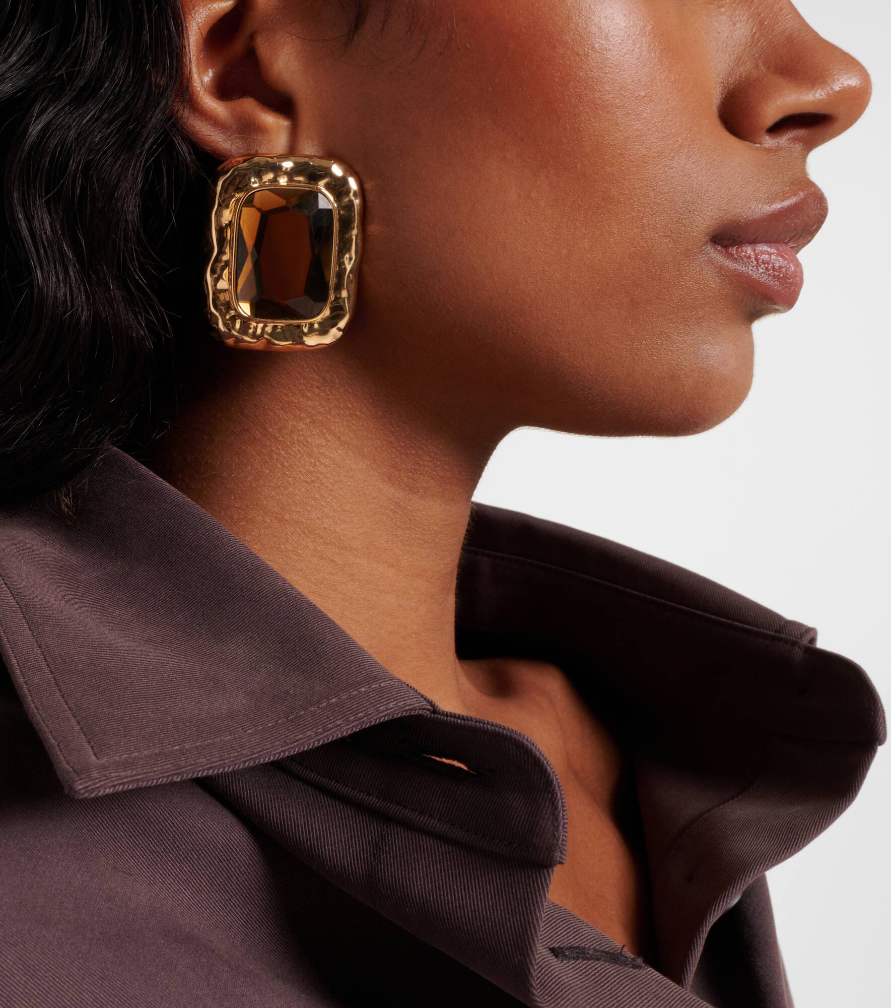 Amber gold-plated earrings - 6