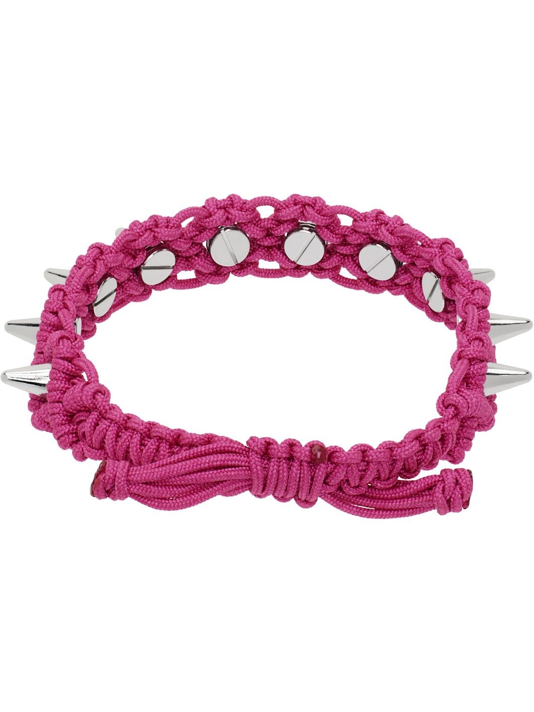 Pink Handmade Studded Noeud Bracelet - 2