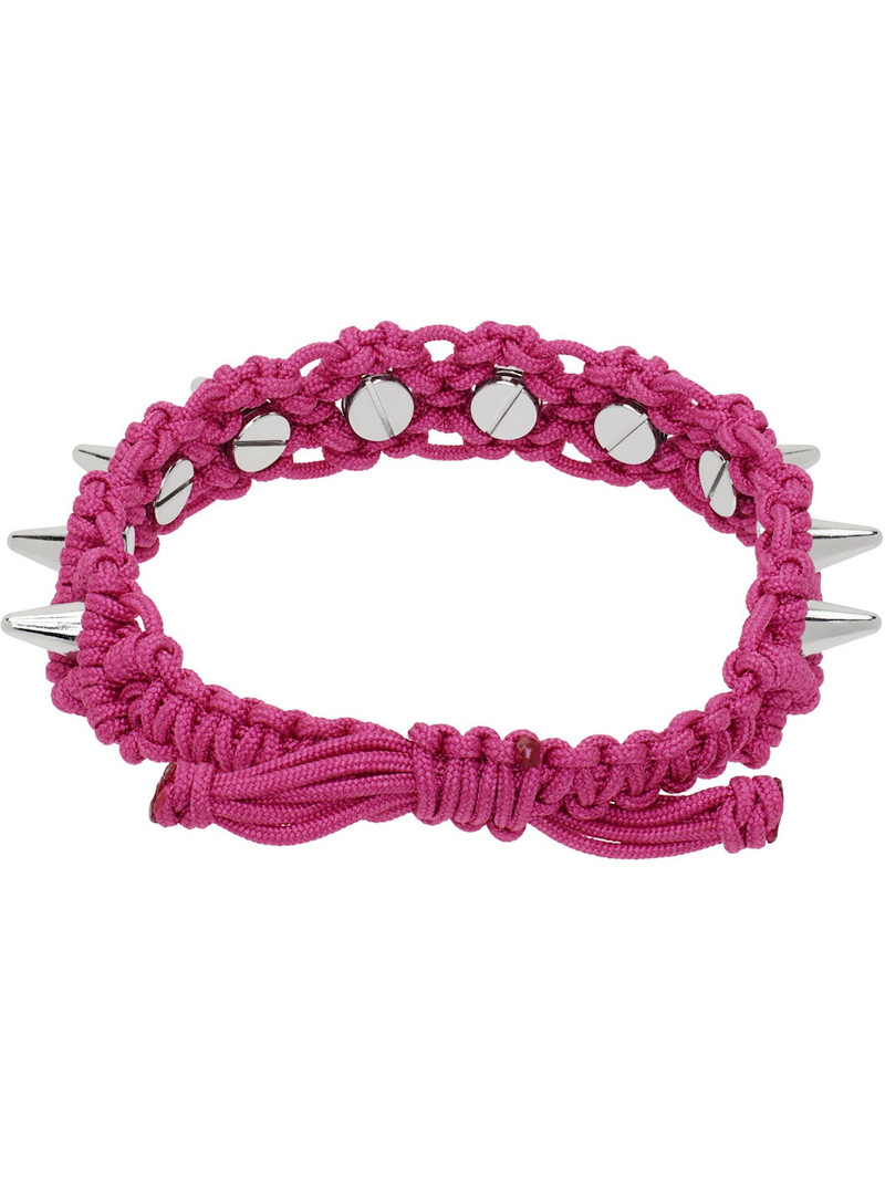 We11done Pink Handmade Studded Noeud Bracelet outlook