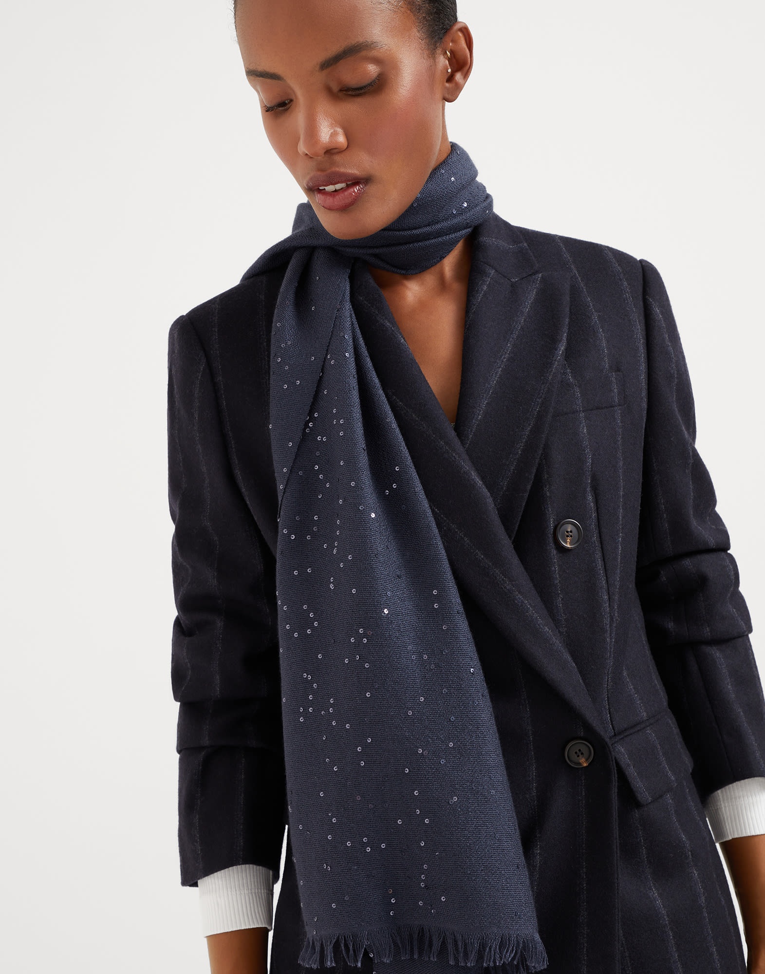 Cashmere and silk diamond yarn scarf - 4