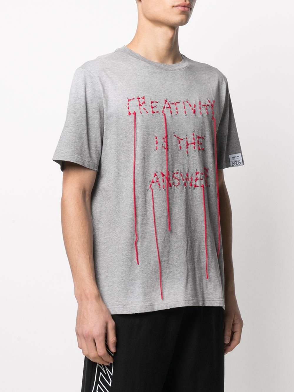 stitched slogan short-sleeve T-shirt - 3