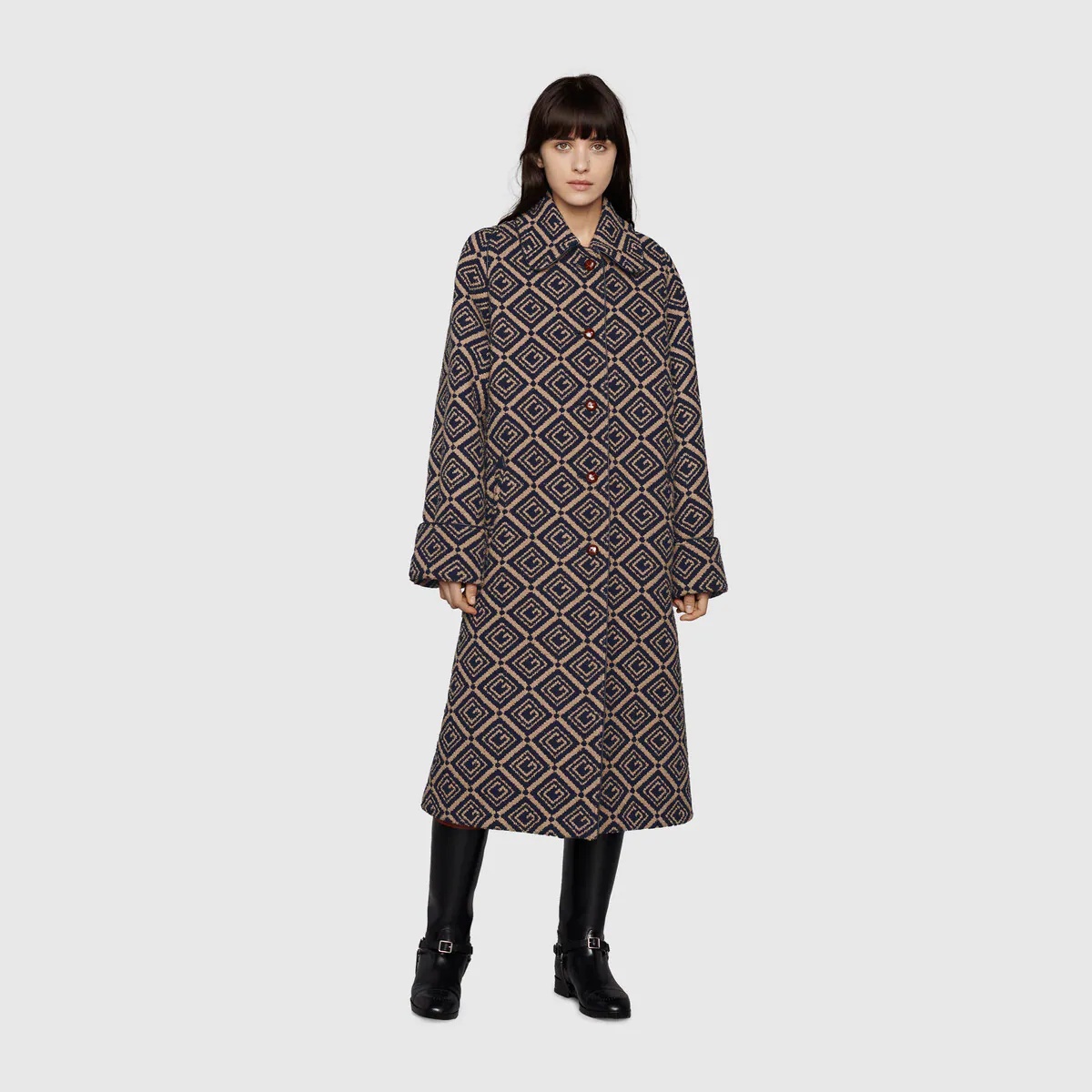 Geometric G tweed coat - 3