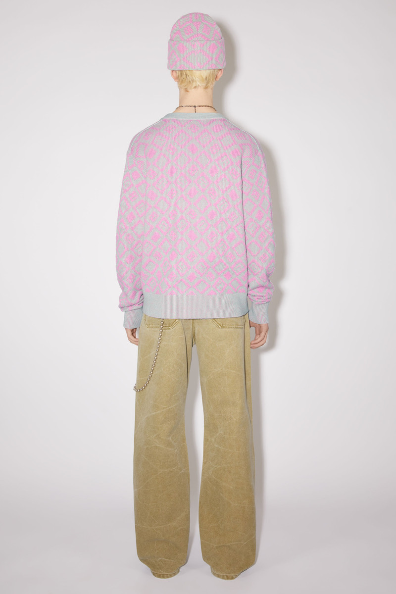 Face tiles cardigan - Bubble pink/spring green 3