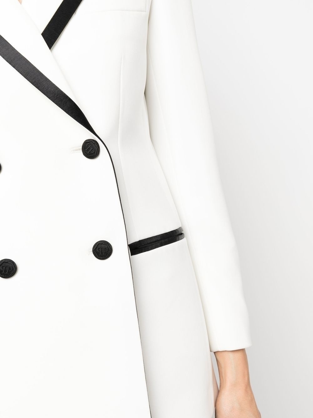 contrasting-trim detail blazer - 5