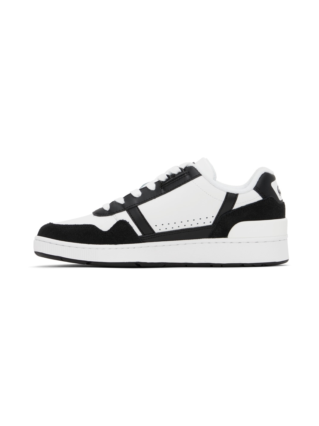 White & Black T-Clip Leather Sneakers - 3