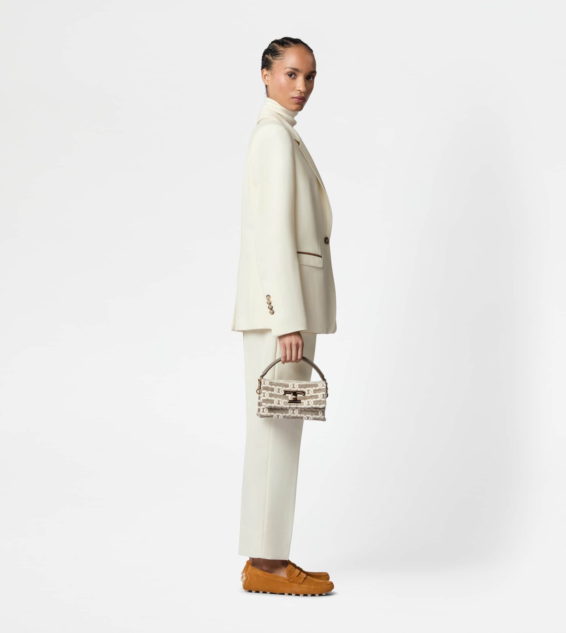 T TIMELESS FLAP BAG IN LEATHER MICRO - GREY, OFF WHITE - 4
