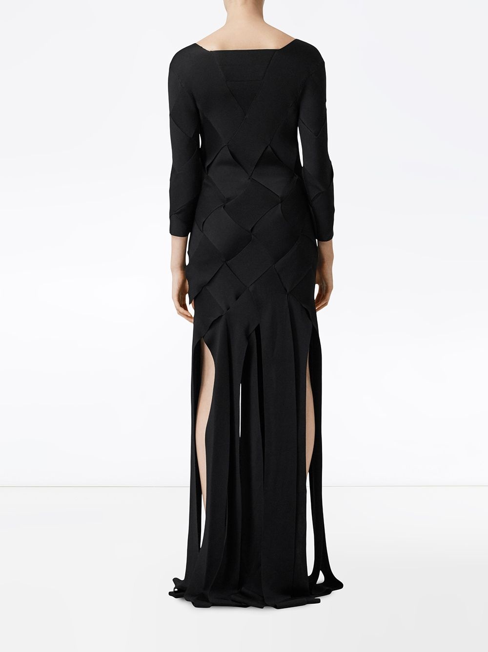 woven panel evening dress - 4