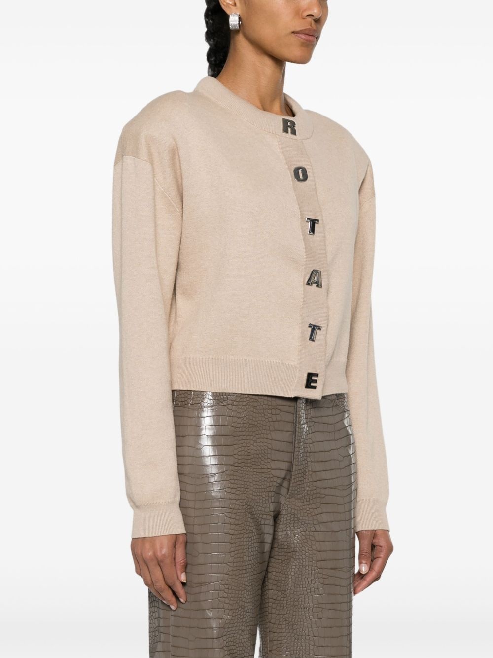 logo-lettering cardigan - 3