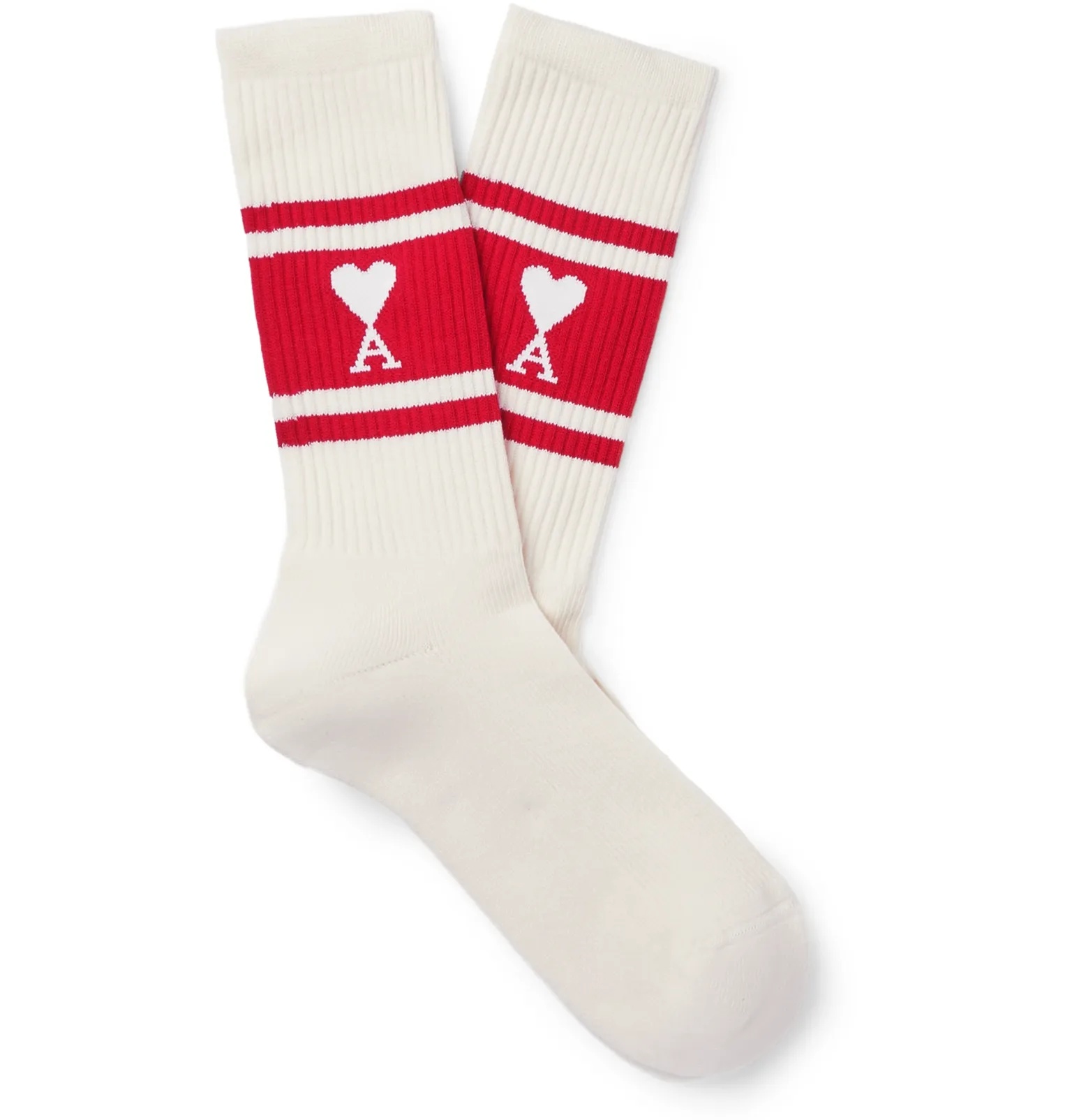 Striped Logo-Intarsia Cotton-Blend Socks - 1