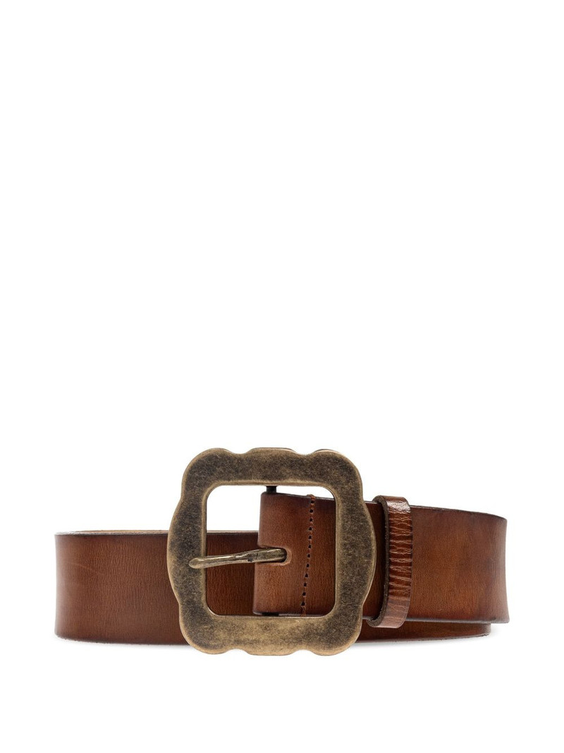 leather square-buckle belt 1