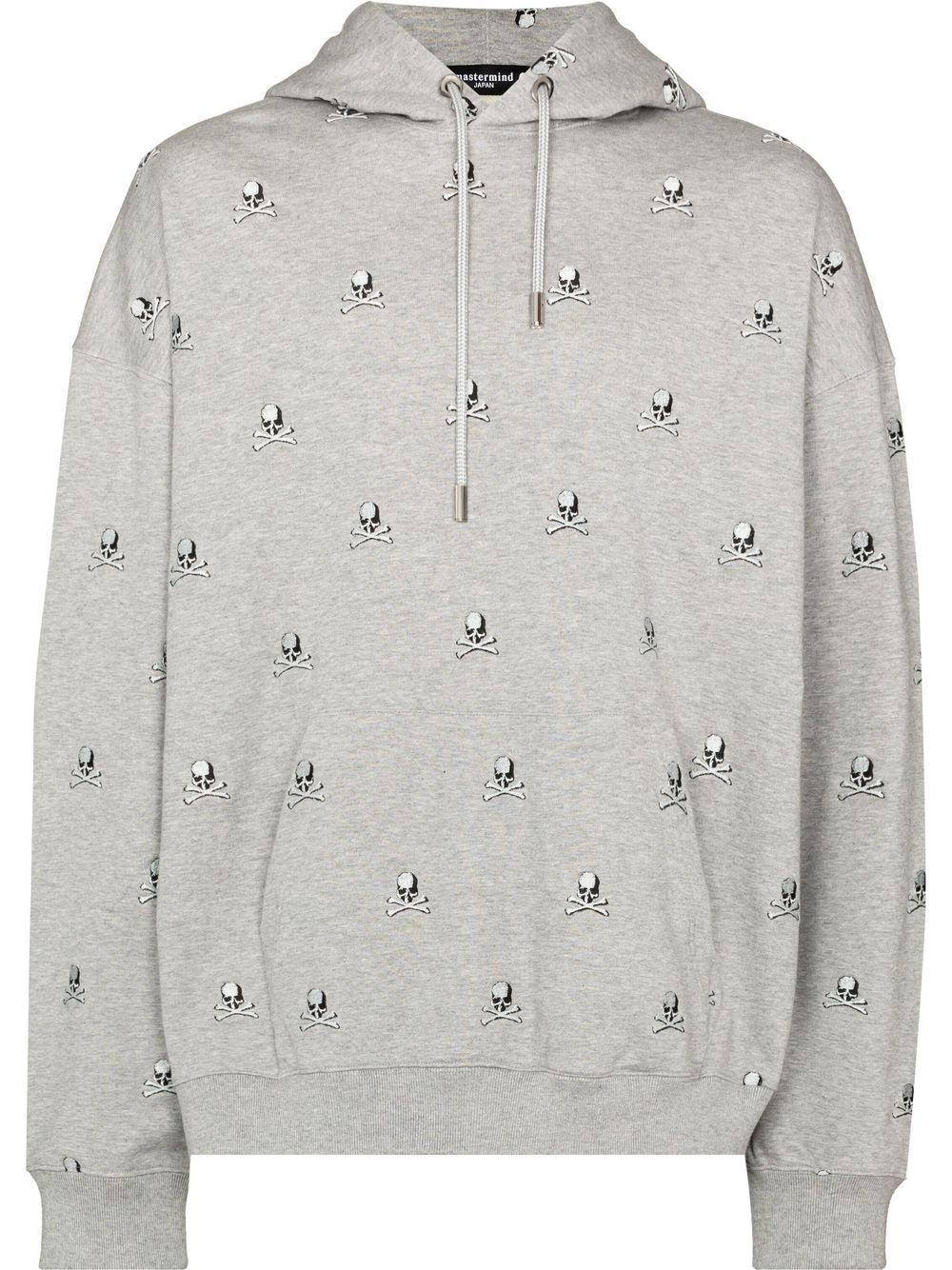 Skull embroidered drawstring hoodie - 1