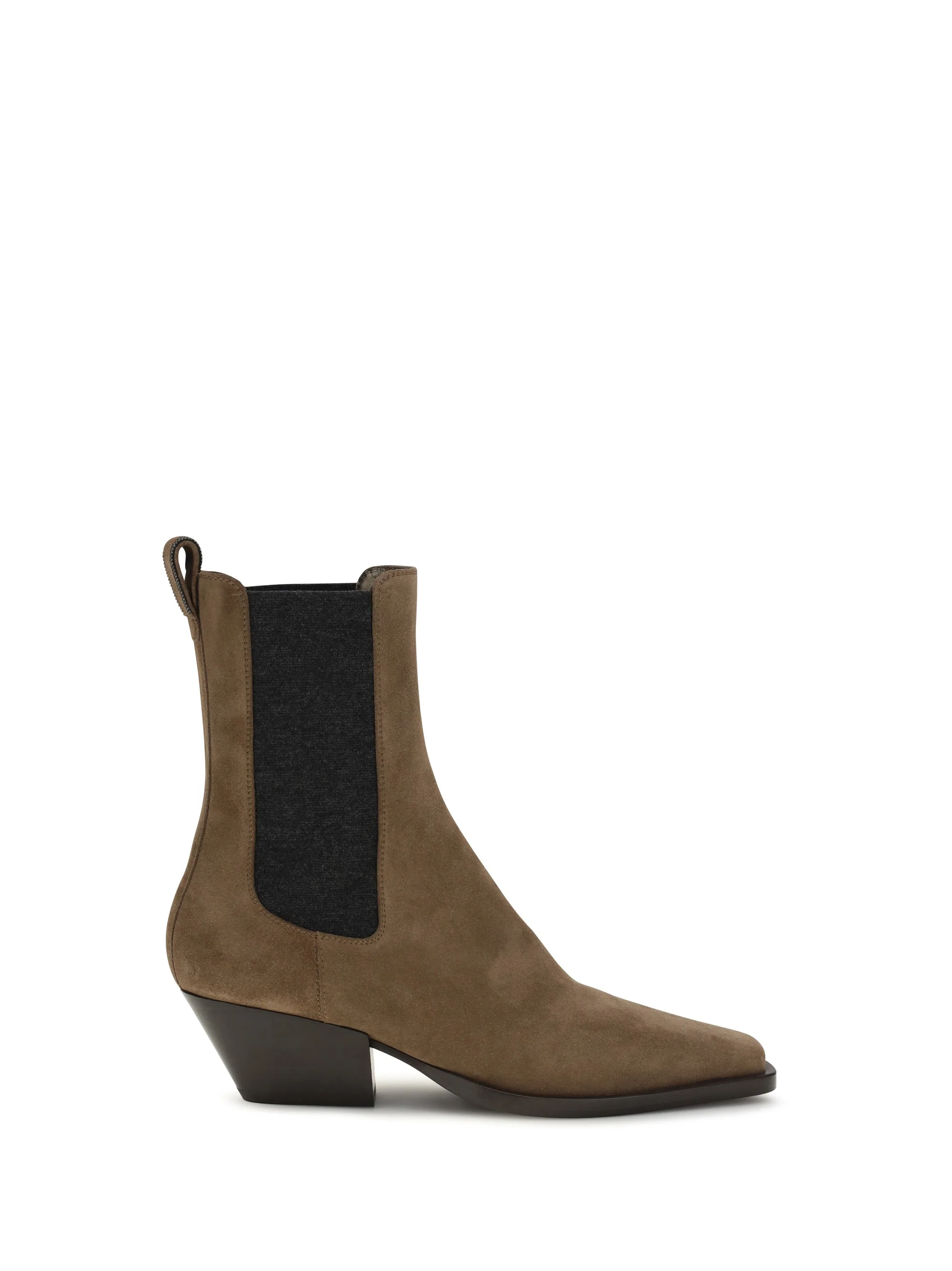Brunello Cucinelli Suede Texan Ankle Boots Caramello - 1